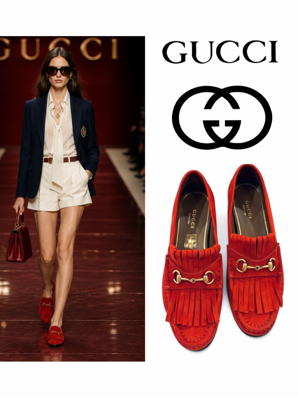 Gucci Red flame Suede Fringe Horsebit Loafers